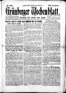 Gr&uuml;nberger Wochenblatt: Zeitung f&uuml;r Stadt und Land, No. 106. (5. Mai 1928)