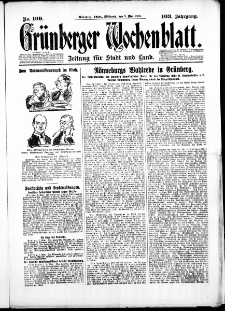 Gr&uuml;nberger Wochenblatt: Zeitung f&uuml;r Stadt und Land, No. 109. (9. Mai 1928)