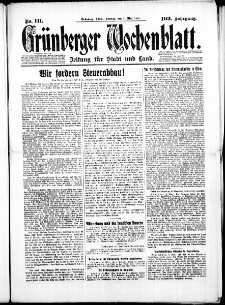 Grünberger Wochenblatt: Zeitung für Stadt und Land, No. 111. (11. Mai 1928)