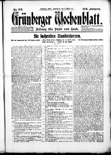 Grünberger Wochenblatt: Zeitung für Stadt und Land, No. 117. (19. Mai 1928)