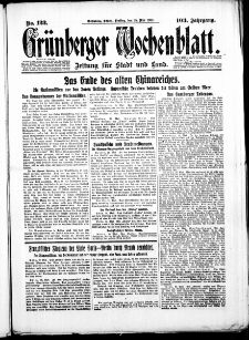 Gr&uuml;nberger Wochenblatt: Zeitung f&uuml;r Stadt und Land, No. 122. (25. Mai 1928)