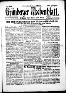 Gr&uuml;nberger Wochenblatt: Zeitung f&uuml;r Stadt und Land, No. 124. (27. Mai 1928)