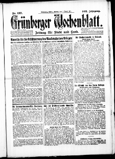 Gr&uuml;nberger Wochenblatt: Zeitung f&uuml;r Stadt und Land, No. 127. (1. Juni 1928)