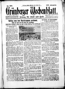 Gr&uuml;nberger Wochenblatt: Zeitung f&uuml;r Stadt und Land, No. 130. (5. Juni 1928)