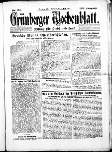 Gr&uuml;nberger Wochenblatt: Zeitung f&uuml;r Stadt und Land, No. 131. (6. Juni 1928)