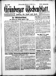 Gr&uuml;nberger Wochenblatt: Zeitung f&uuml;r Stadt und Land, No. 142. (19. Juni 1928)
