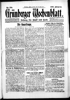 Gr&uuml;nberger Wochenblatt: Zeitung f&uuml;r Stadt und Land, No. 151. (29. Juni 1928)