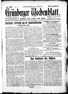 Grünberger Wochenblatt: Zeitung für Stadt und Land, No. 153. (1. Juli 1928)