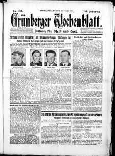 Gr&uuml;nberger Wochenblatt: Zeitung f&uuml;r Stadt und Land, No. 164. (14. Juli 1928)