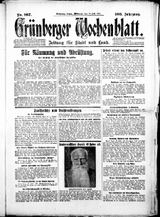 Gr&uuml;nberger Wochenblatt: Zeitung f&uuml;r Stadt und Land, No. 167. (18. Juli 1928)