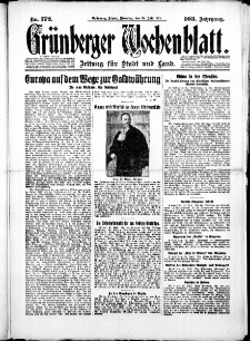 Gr&uuml;nberger Wochenblatt: Zeitung f&uuml;r Stadt und Land, No. 172. (24. Juli 1928)