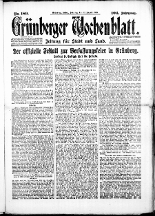 Grünberger Wochenblatt: Zeitung für Stadt und Land, No. 189. (12. August 1928)
