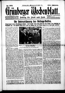 Grünberger Wochenblatt: Zeitung für Stadt und Land, No. 203. (29. August 1928)