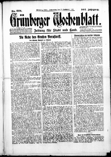 Grünberger Wochenblatt: Zeitung für Stadt und Land, No. 228. (27. September 1928)