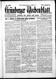 Grünberger Wochenblatt: Zeitung für Stadt und Land, No. 238. (9. Oktober 1928)