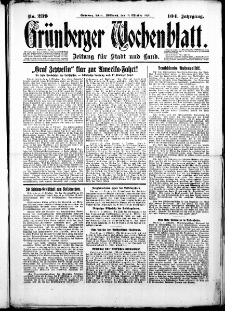 Gr&uuml;nberger Wochenblatt: Zeitung f&uuml;r Stadt und Land, No. 239. (10. Oktober 1928)