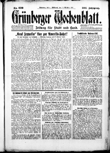 Grünberger Wochenblatt: Zeitung für Stadt und Land, No. 239. (10. Oktober 1928)