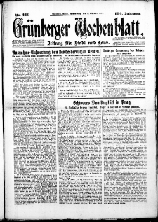Gr&uuml;nberger Wochenblatt: Zeitung f&uuml;r Stadt und Land, No. 240. (11. Oktober 1928)