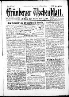 Gr&uuml;nberger Wochenblatt: Zeitung f&uuml;r Stadt und Land, No. 242. (13. Oktober 1928)