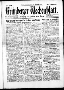 Grünberger Wochenblatt: Zeitung für Stadt und Land, No. 248. (20. Oktober 1928)