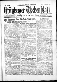 Gr&uuml;nberger Wochenblatt: Zeitung f&uuml;r Stadt und Land, No. 253. (26. Oktober 1928)