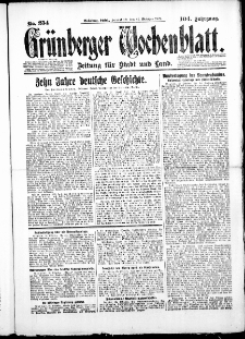 Gr&uuml;nberger Wochenblatt: Zeitung f&uuml;r Stadt und Land, No. 254. (27. Oktober 1928)