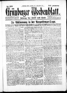 Gr&uuml;nberger Wochenblatt: Zeitung f&uuml;r Stadt und Land, No. 273. (18. November 1928)