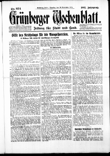 Gr&uuml;nberger Wochenblatt: Zeitung f&uuml;r Stadt und Land, No. 274. (20. November 1928)