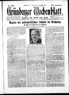 Grünberger Wochenblatt: Zeitung für Stadt und Land, No. 275. (21. November 1928)