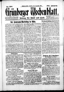 Gr&uuml;nberger Wochenblatt: Zeitung f&uuml;r Stadt und Land, No. 290. (9. Dezember 1928)