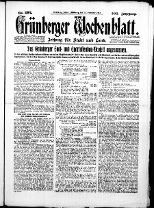 Gr&uuml;nberger Wochenblatt: Zeitung f&uuml;r Stadt und Land, No. 292. (12. Dezember 1928)