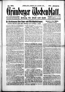 Gr&uuml;nberger Wochenblatt: Zeitung f&uuml;r Stadt und Land, No. 295. (15. Dezember 1928)