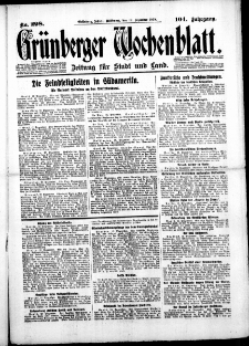 Gr&uuml;nberger Wochenblatt: Zeitung f&uuml;r Stadt und Land, No. 298. (19. Dezember 1928)