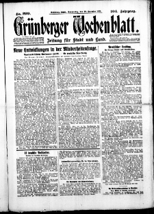 Gr&uuml;nberger Wochenblatt: Zeitung f&uuml;r Stadt und Land, No. 299. (20. Dezember 1928)