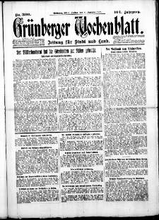 Gr&uuml;nberger Wochenblatt: Zeitung f&uuml;r Stadt und Land, No. 300. (21. Dezember 1928)