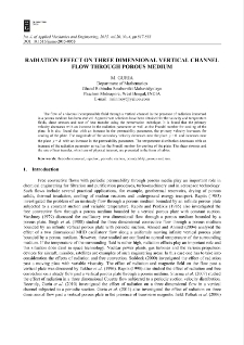 Radiation effect on three dimensional vertical channel flow through porous medium