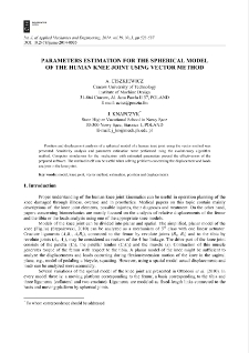 Parameters estimation for the spherical model of the human knee joint using vector method