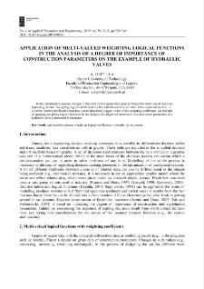 Application of multi-valued weighting logical functions in the analysis of a degree of importance of construction parameters on the example of hydraulic valves