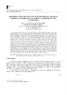 Determination of constant parameters of copper as power-law hardening material at different test conditions