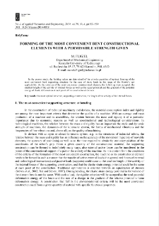 Forming of the most convenient bent constructional elements with a permissible strength given