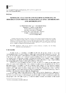 Kinematic analysis of CPM machine supporting to rehabilitation process after surgical knee arthroscopy and arthroplasty