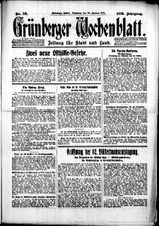 Gr&uuml;nberger Wochenblatt: Zeitung f&uuml;r Stadt und Land, No. 16. (20. Januar 1931)