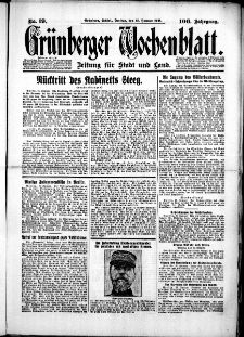 Gr&uuml;nberger Wochenblatt: Zeitung f&uuml;r Stadt und Land, No. 19. (23. Januar 1931)