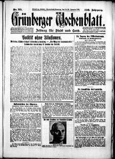 Gr&uuml;nberger Wochenblatt: Zeitung f&uuml;r Stadt und Land, No. 20. (24./25. Januar 1931)