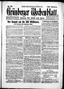 Gr&uuml;nberger Wochenblatt: Zeitung f&uuml;r Stadt und Land, No. 28. (3. Februar 1931)