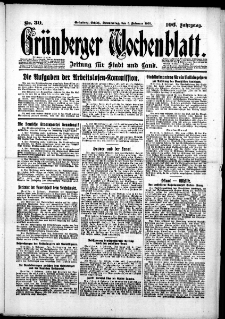 Gr&uuml;nberger Wochenblatt: Zeitung f&uuml;r Stadt und Land, No. 30. (5. Februar 1931)