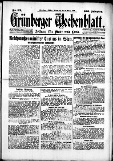 Grünberger Wochenblatt: Zeitung für Stadt und Land, No. 53. (4. März 1931)