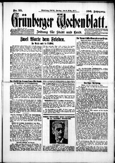 Gr&uuml;nberger Wochenblatt: Zeitung f&uuml;r Stadt und Land, No. 55. (6. M&auml;rz 1931)