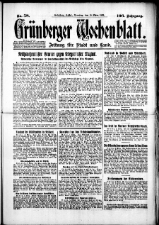 Gr&uuml;nberger Wochenblatt: Zeitung f&uuml;r Stadt und Land, No. 58. (10. M&auml;rz 1931)