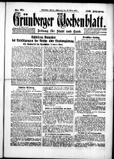 Gr&uuml;nberger Wochenblatt: Zeitung f&uuml;r Stadt und Land, No. 65. (18. M&auml;rz 1931)